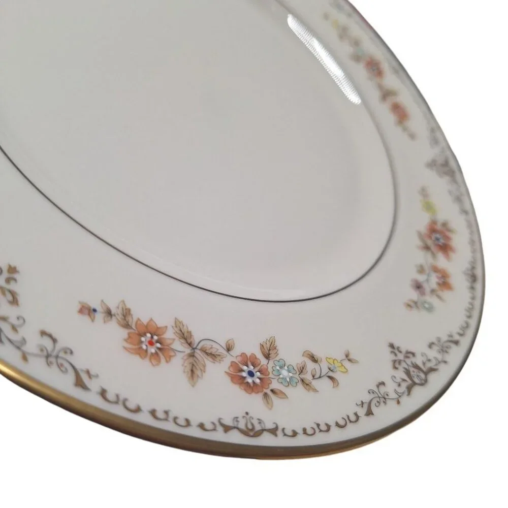 Gorham Long Meadow China Dinner Plate Replacement 10.5 Inch Gold Flowers USA Rou